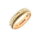 Engraved 9ct gold wedding band, size P, 4.6g approx Condition: