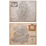 Robert Morden - Two antique hand coloured engraved maps - Nottinghamshire 35.5cm x 41.5cm and
