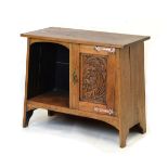 Early 20th Century Arts & Crafts oak side cabinet, the rectangular top over single cupboard door