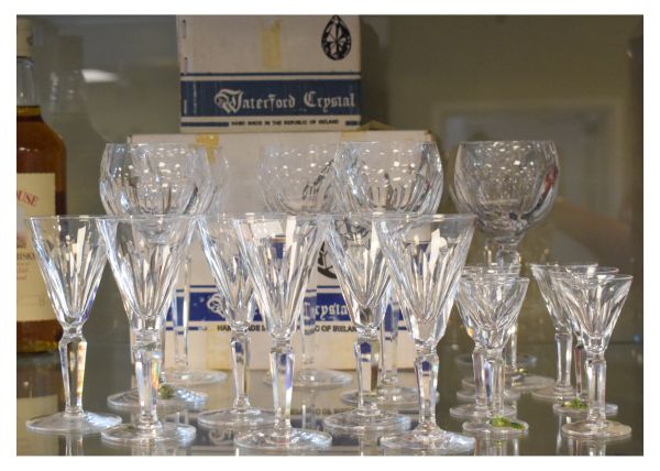 Part suite of Waterford cut crystal Sheila pattern table glass comprising: six hock glasses, six