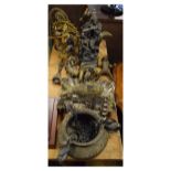 Selection of Eastern metalwork and ornaments to include; a figure of a warrior mounted on horseback,