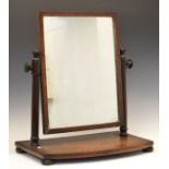 Early 19th Century mahogany swing dressing mirror with rectangular plate between turned uprights