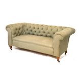 Early 20th Century deep buttoned Chesterfield type settee with single drop arm Condition: