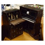 Glazed stoneware pottery model of a bureau, together with a similar model of a pianola, the latter