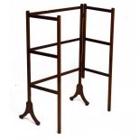 Mahogany folding towel rail of triptych design Condition: