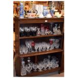 Large selection of ceramics and glassware to include; a pair of cranberry tinted vases of flared