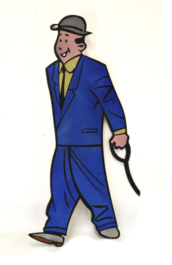 Large laminated cardboard cut-out figure of a cartoon character, probably from Herge's Adventures of