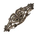 White metal brooch/clip set marcasite, stamped Silver Condition: