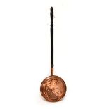 Copper bed warming pan with ebonised turned handle Condition: