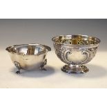 Edward VII silver pedestal bowl with repousse scroll decoration, Sheffield 1904, together with a