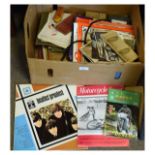 Assorted collectables to include; 1960's monochrome motorcycle photographs, related motorcycle books