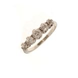 Five stone diamond ring, the white metal shank stamped Plat 18, size K, 2.3g approx gross Condition: