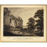 Collection of five coloured engravings after Thomas Hearne and comprising: Morpeth Castle, Lancaster