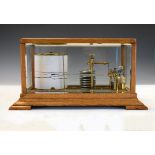 Early 20th Century oak cased barograph by Chancellor & Son of Dublin, having bevelled glass panels