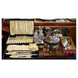 Mahogany cased canteen of one dozen Kings pattern A1 EPNS flatware in fitted hinged rectangular