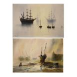 John Bampfield - Two oils on canvas - Shipping scenes, each signed, 49.5cm x 76cm, framed Condition: