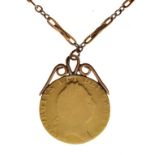 Gold Coins - George III spade guinea, 1794, solder mounted as a pendant and with an unmarked