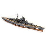 Scale model of the German ship Bismarck, 126cm long Condition: