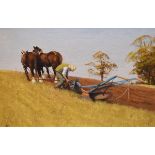 Local Interest - Barry Edward Paine (Chew Stoke) - Ploughing The Furrow, oil on canvas board, signed