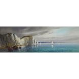 John Shapland - Late 19th/early 20th Century watercolour - Old Harry Rocks, Near Swanage, signed and