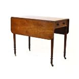 Early 19th Century mahogany Pembroke table, with rounded flaps over one true drawer and one dummy