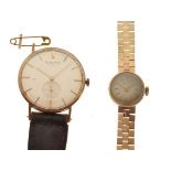 Lady's 9ct gold wristwatch by Buren Birmingham, 1964, 24g approx overall, together with a gent's