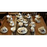 Royal Albert Old Country Roses pattern tea service comprising: seven cups, eight saucers, six side