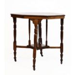 Late Victorian walnut octagonal occasional table on eight turned supports, X stretcher and central