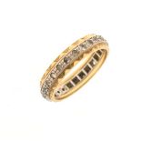 18ct gold eternity ring set white stones, size O, 3.9g approx gross Condition: