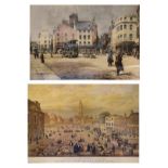 Four prints to include; reproduction print of Boston May Sheep-Fair, pair of botanical prints, etc