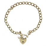 9ct gold curb link bracelet with padlock clasp, 13.8g approx Condition: