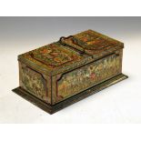 Vintage Huntley & Palmers Ltd tin plate biscuit box having printed decoration depicting Medieval