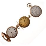 Three gold plated pocket watches comprising: an example stamped Lincoln, a Dennison 'Moon', and an