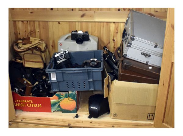 Large selection of vintage cameras, equipment and accessories to include; Rolleiflex SL35, Olympus