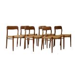 Modern Design - Niels Moller for JL Moller - Set of six Model 75 Danish teak dining chairs with