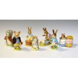 Collection of seven Beswick Beatrix Potter figures comprising: Pigling Bland (Gold Back Stamp),