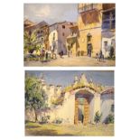 Lionel Lindsay (Australian, Early 20th Century) - Two watercolours - 'Plaza de Santa Maria, Ronda,