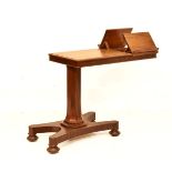 Mid 19th Century mahogany reading stand in the manner of Gillows, the moulded oblong top with two
