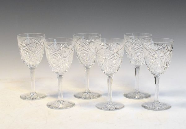 Set of six modern Baccarat cut crystal wine glasses Condition: