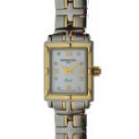 Raymond Weil 'Parsifal' lady's stainless steel and gold plated wristwatch with rectangular mother-of