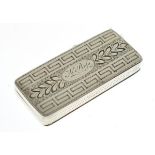 George III silver vinaigrette of rectangular form, the hinged cover opening to reveal a typical
