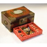 Quantity of various costume jewellery contained in a Chinese brass mounted jewellery box, the hinged