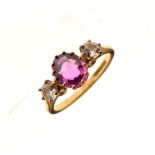 18ct gold ring set pink and white stones, size N½, 3.2g approx gross Condition: