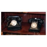 Two early to mid 20th Century black Bakelite GPO telephones Condition: