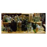 Large selection of glass bottles to include; four tapering square Dutch examples, assorted codd