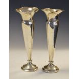 Pair of George V silver trumpet shaped specimen vases, Birmingham 1911, 23cm high (loaded)