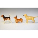 Three small Beswick dog figures - Labrador No.1956, Beagle No.1939 and Corgi No.1736 Condition: