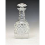 Modern Waterford cut crystal magnum decanter having diamond strawberry cut decoration, 31cm high