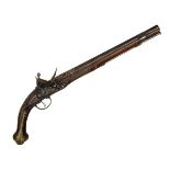 Ottoman flintlock pistol, round barrel 37cm with slender longitudinal rib along forward section