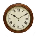 Early 20th Century mahogany cased single-fusee wall clock with 14'' white Roman dial and chain-